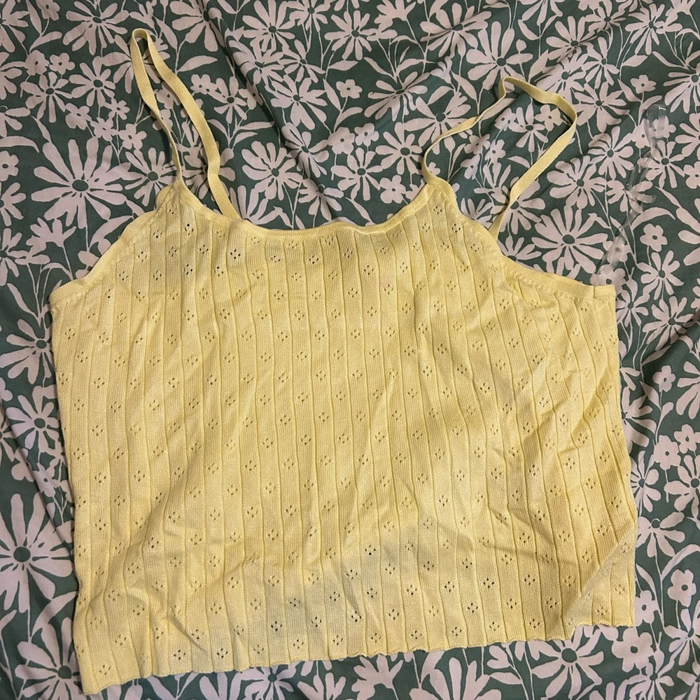 Faded Glory Yellow Eyelet Camisole